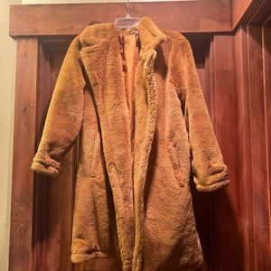 Woven Heart brown furry coat